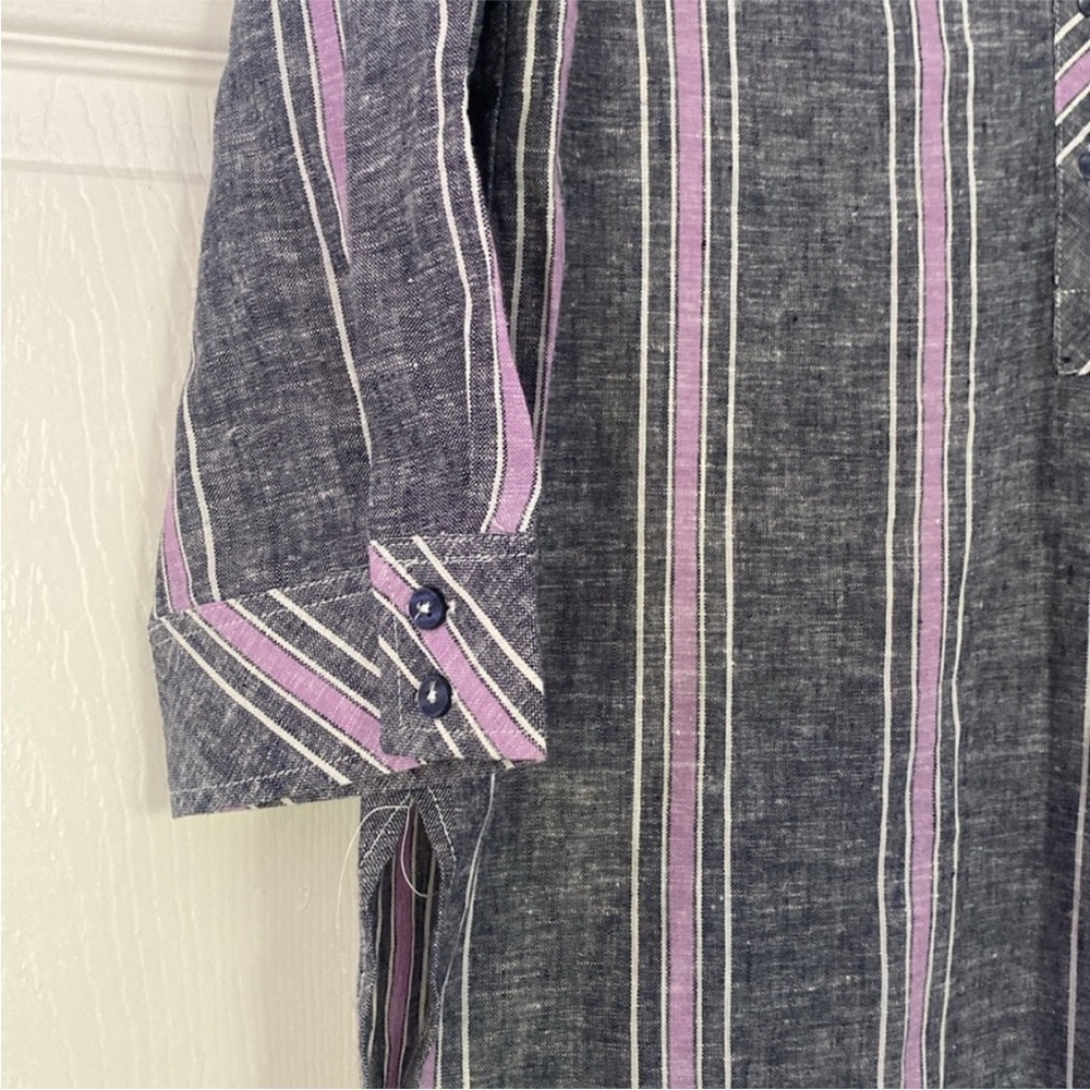 Laundry by Shelli Segal Linen Blend Shirt Top Gray Pink V Neck New size Small - Picture 4 of 11